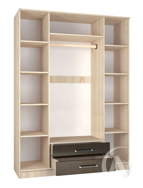 Шкаф 4х ств Спальня Лирика (дуб сонома/венге)