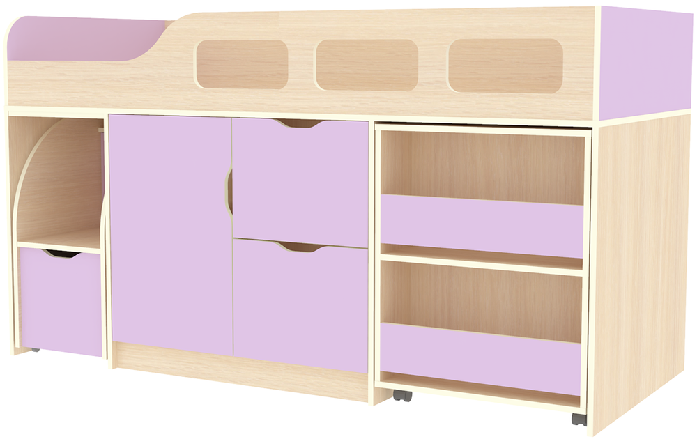 Кровать-чердак КарИВи Астра 8  Дуб Молочный Ирис