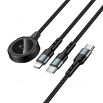 Зарядный кабель 3в1 (iWatch+Type-C+iP) Hoco CW64 (black)