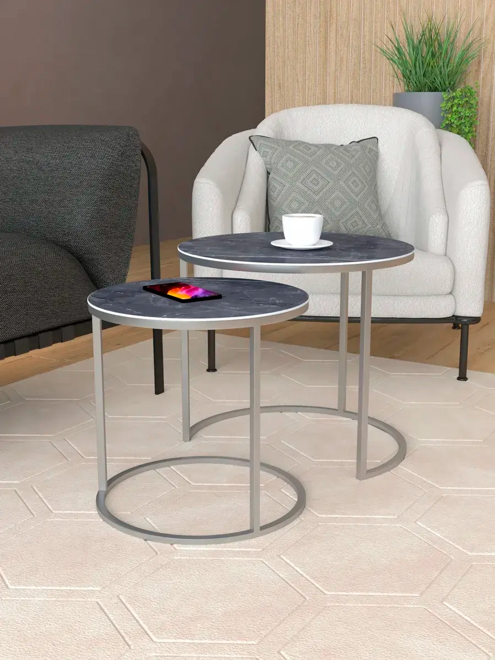 Комплект журнальных столов Акцент - керамогранит 201SLSBKER