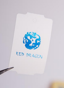 Белые бирки. Печать синей фольгой.