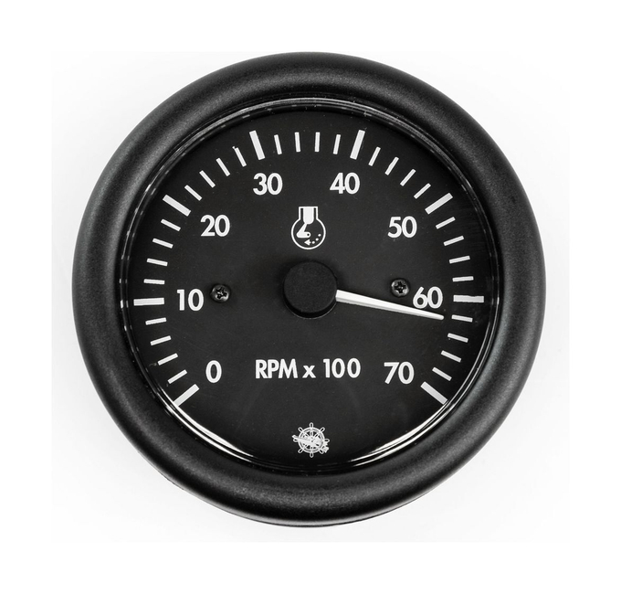 Тахометр Guardian 0-7000 об/мин бензин, черный циферблат, черная оправа, 12 В