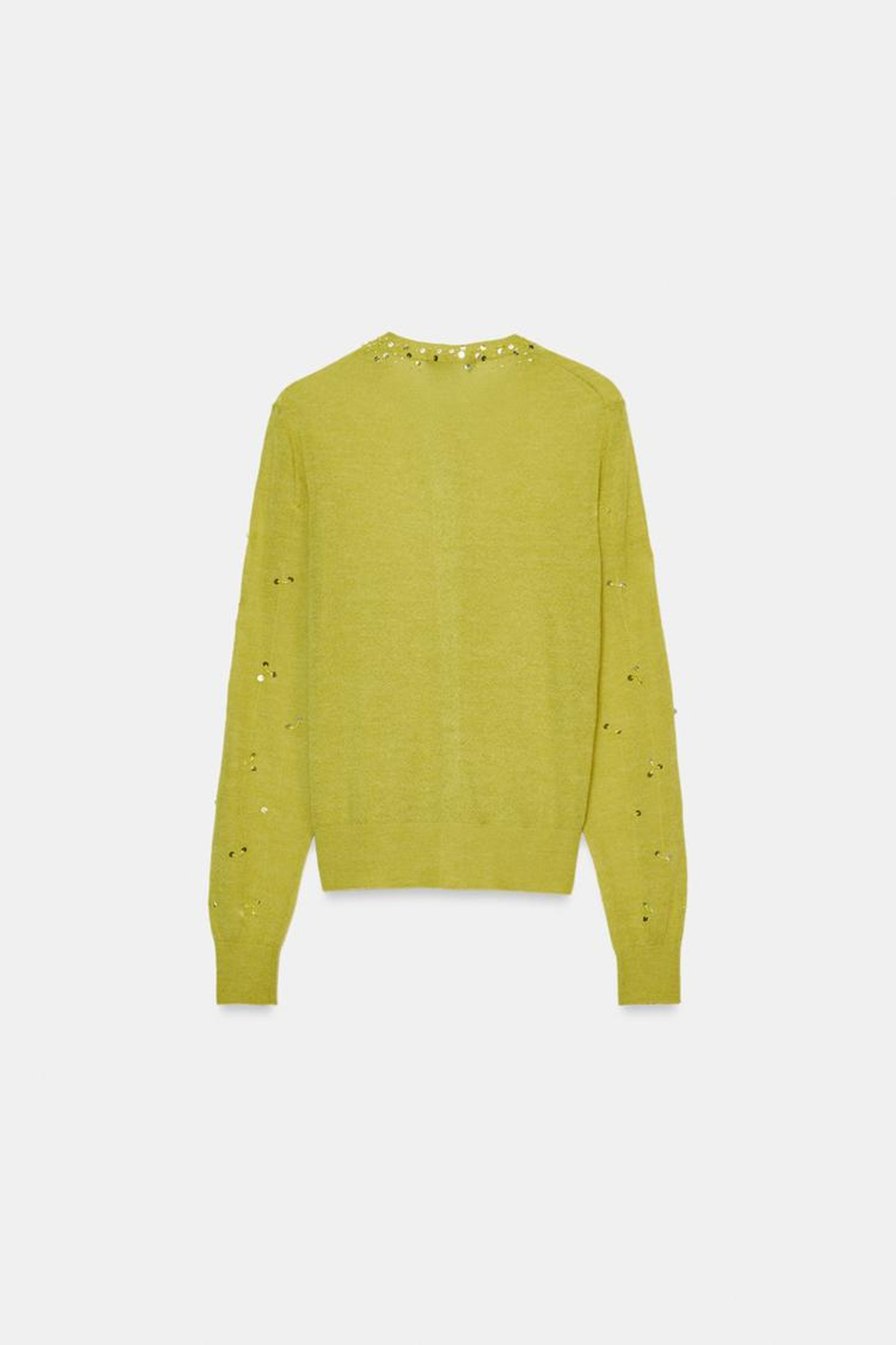 ZARA КАРДИГАН С ПАЙЕТКАМИ, ЯБЛОЧНО-ЗЕЛЕНЫЙ