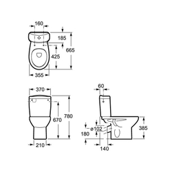 Унитаз-компакт Roca Mitos косой выпуск нижний подвод схема