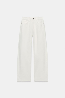 ZARA ДЖИНСЫ TRF EXTRA WIDE-LEG С ВЫСОКОЙ ПОСАДКОЙ, ЖЕЛТОВАТО-БЕЛЫЙ