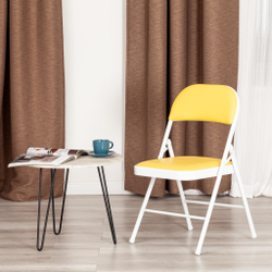 Стул складной FOLDER (mod. 3022G) каркас: металл, сиденье/спинка: экокожа, 46.5 х 47.5 х 79 см, yellow (желтый) / white (белый) (Комплект из 6 шт.)