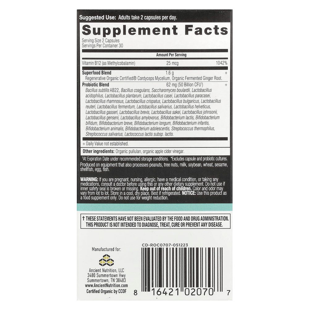 Ancient Nutrition, Пробиотики для поддержки метаболизма, 60 капсул