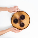 Набор - деревянный поднос и рюмки (стопки) из текстурированной сосны R34