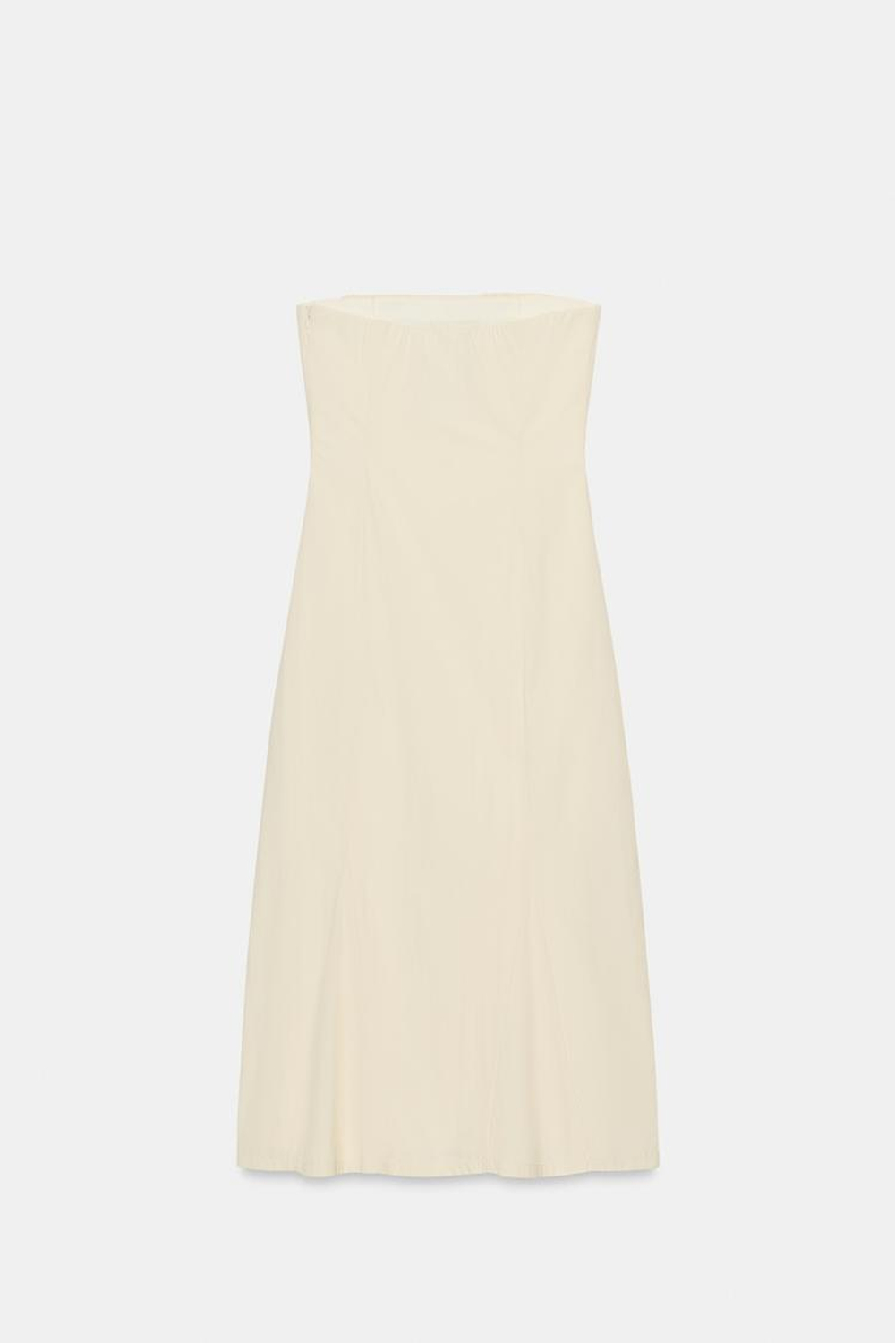 ZARA ПЛАТЬЕ МИДИ С ОБЪЕМНЫМИ ВОЛАНАМИ, ЦВЕТ СЛОНОВОЙ КОСТИ