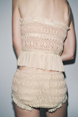 ZARA МИНИ-ШОРТЫ С ТЕКСТУРОЙ, БЕЖЕВЫЙ