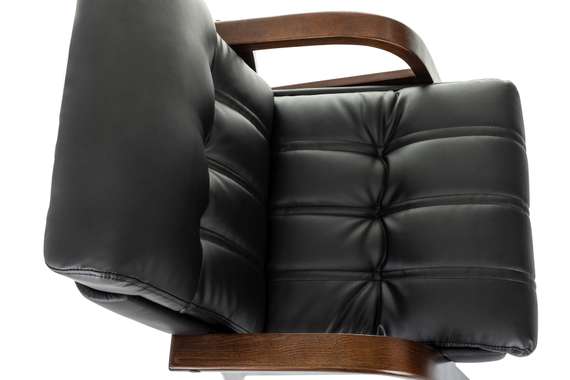 Кресло Бюрократ T-9932W-CF-Eco черный эко.кожа на ножках дерево