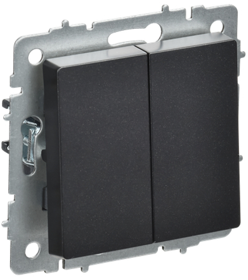 BRITE Выключатель 2-клавишный перекрестный 10А ВС10-2-3-БрЧ черный IEK