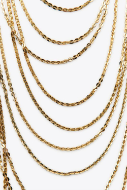 ZARA МНОГОСЛОЙНОЕ ОЖЕРЕЛЬЕ С ЦЕПОЧКАМИ, ЗОЛОТИСТЫЙ