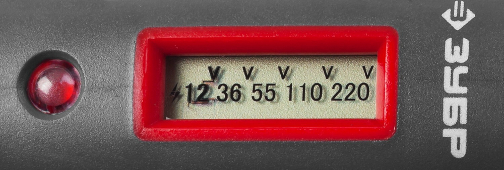 Тестер напряжения ЗУБР ″Мастер″ цифровой со световым индикатором, 12-220В, 140мм