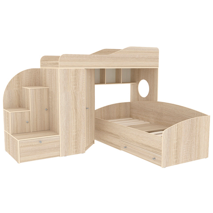 Кровать-чердак КарИВи Кадет 2 Дуб Сонома Дуб Сонома