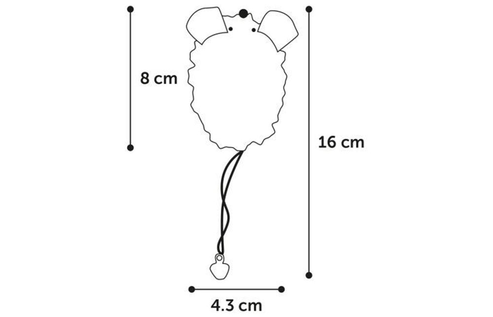 Игрушка для кошек "Мышь" с колокольчиком, 8 (16) см, в ассортименте, Flamingo