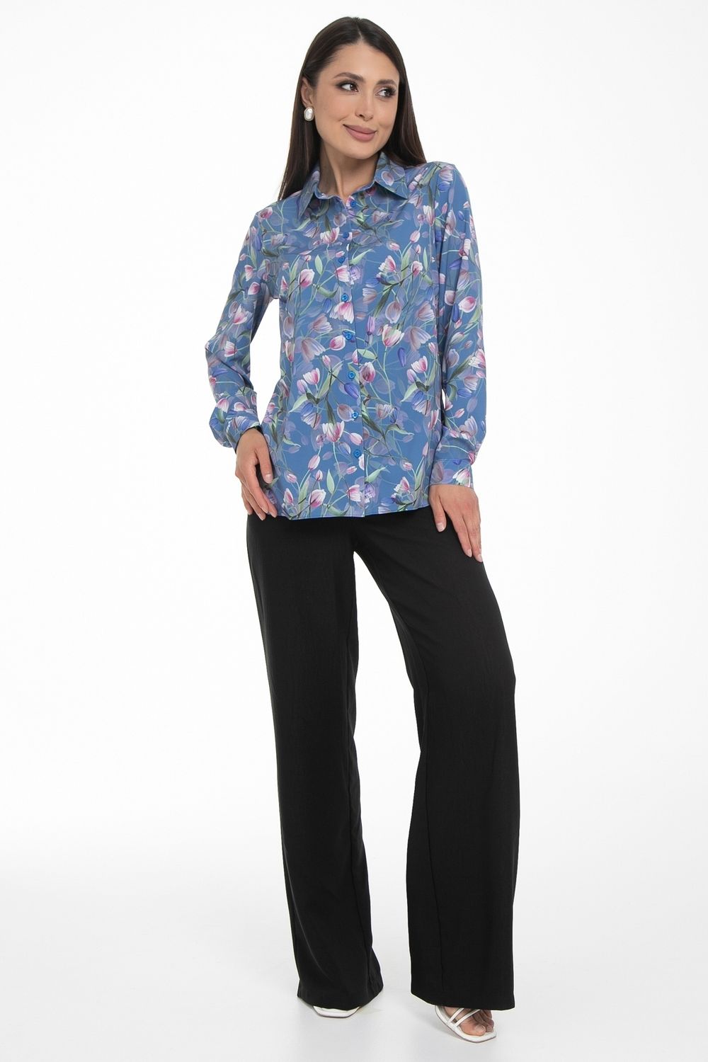 Рубашка Жаклин (тюльпаны, блу) Diolche