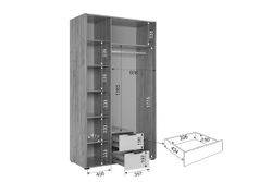 Шкаф трехдверный "Адам" (Дуб крафт золотой/Белое дерево)