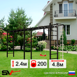 Уличная шведская стенка Sv Sport рукоход х 2 У51411 (Турник/"Лодочка"/Кронш бокс/Канат/кольца/лестница)