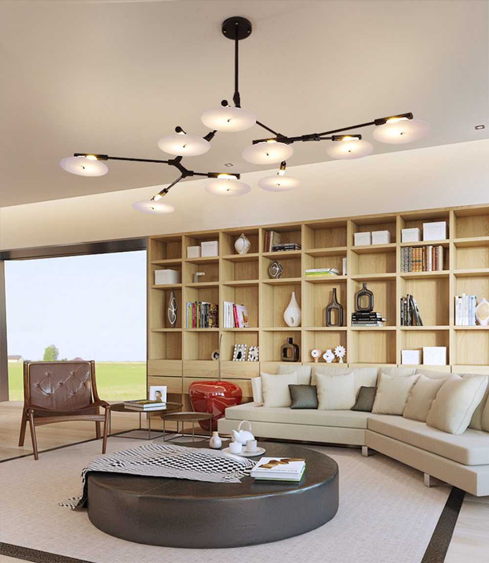 Ceiling design lamp  Branching Discs by Lindsey Adelman (9 lampshades,  Black)