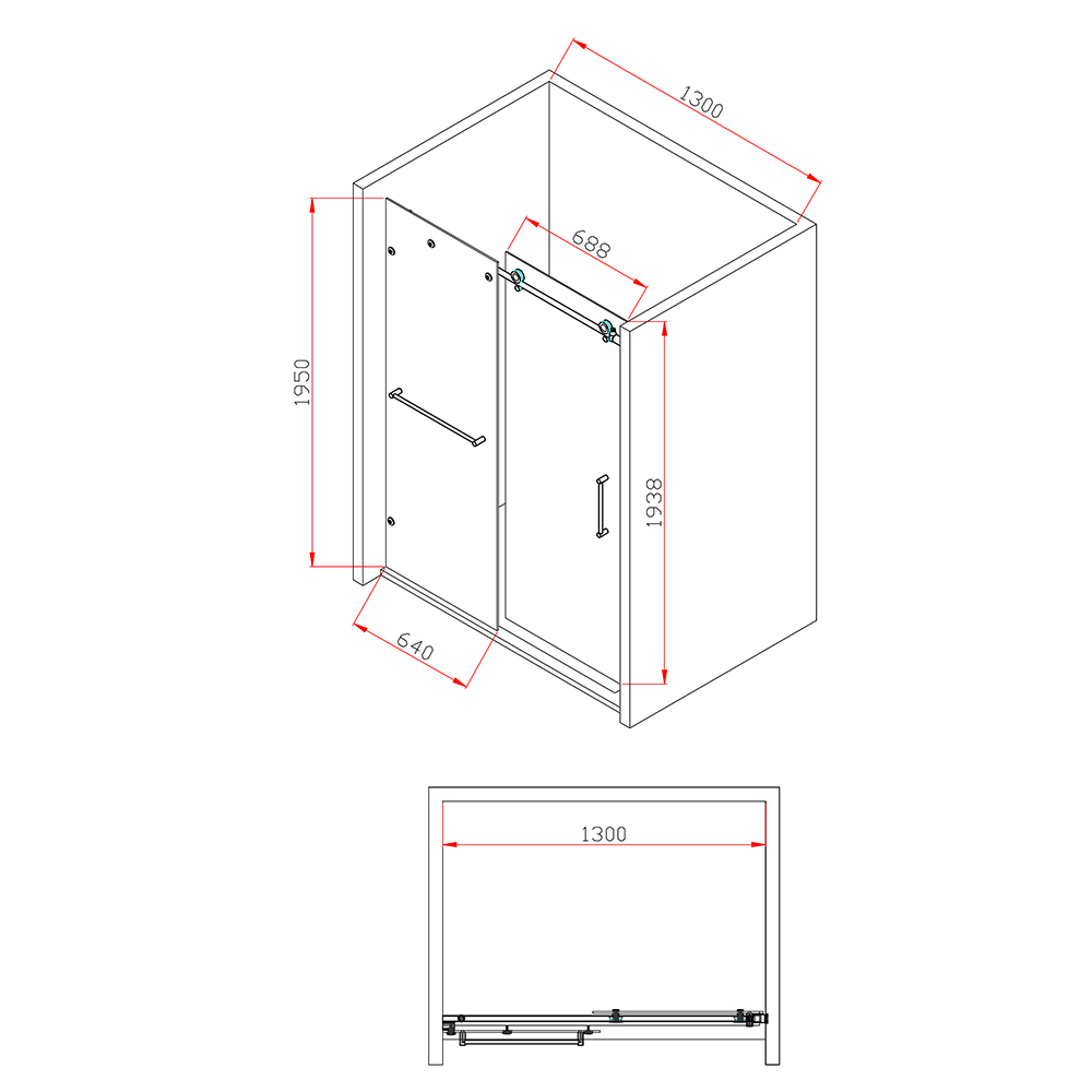 Душевая дверь в нишу EGO, 130x195, разворот левый, профиль хром, стекло прозрачное, ST-EGO13-LTRCR