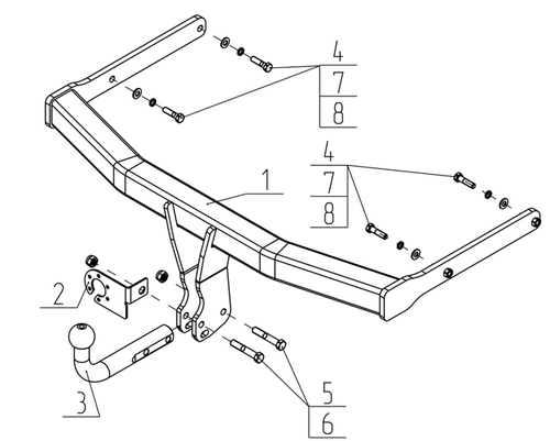 Фаркоп для Audi Q5 2017-2024 Тип шара: A. Нагрузки: 2400/100 кг, AU 06