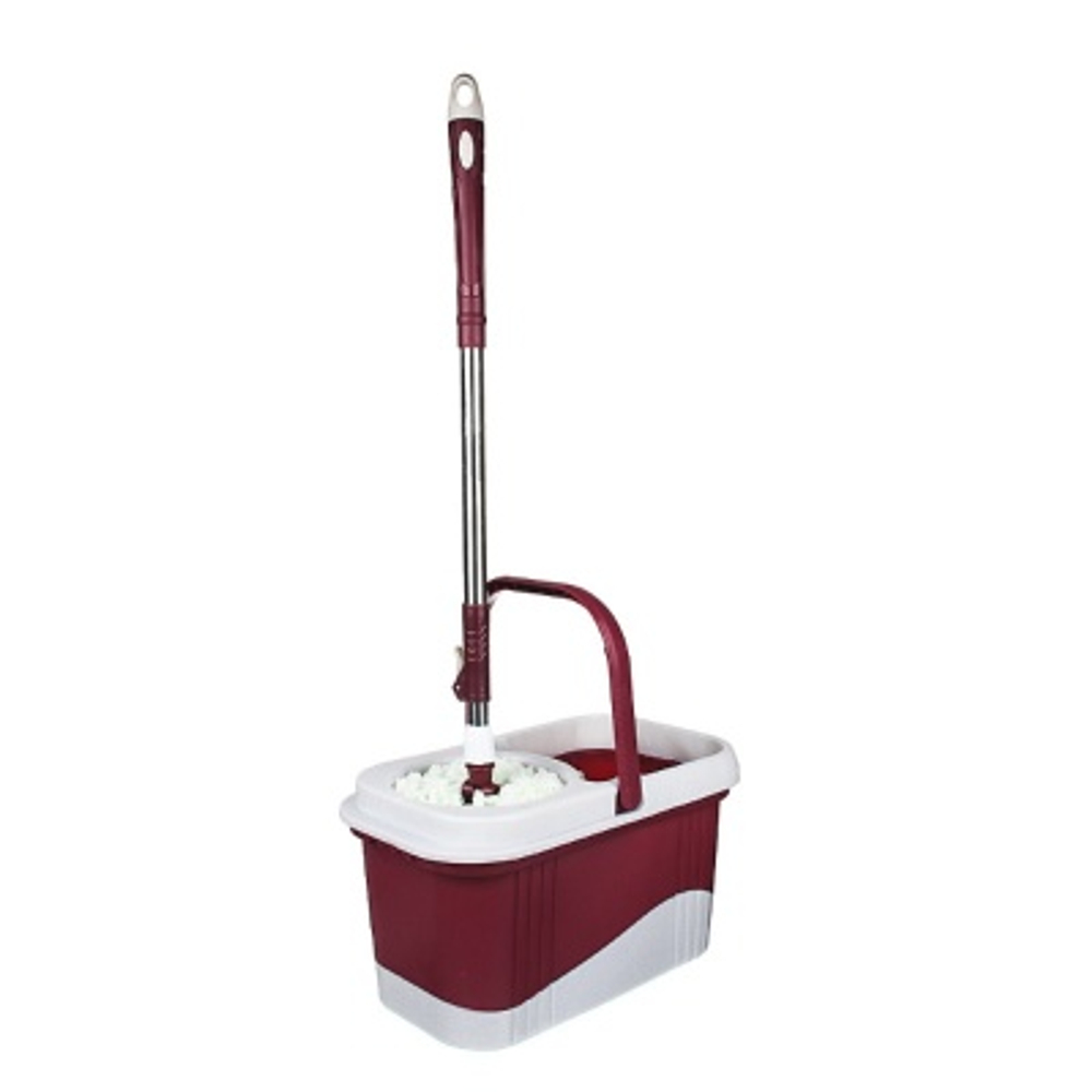 Набор МОП ведро 12л с колесом, швабра, доп. насадка, принцип отжима "Юла", метал.отжим, пластик