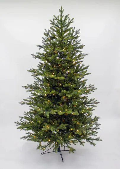 Ель Ирландская с лампочками 365 см., 1104 LED лампы, литая хвоя+пвх, Black Box (74395)