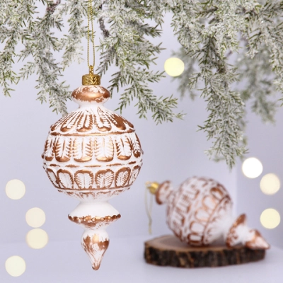 Ёлочные игрушки VERSAILLES «Снежная капля» 16*8 см (набор 2 шт), Белый/розовое золото