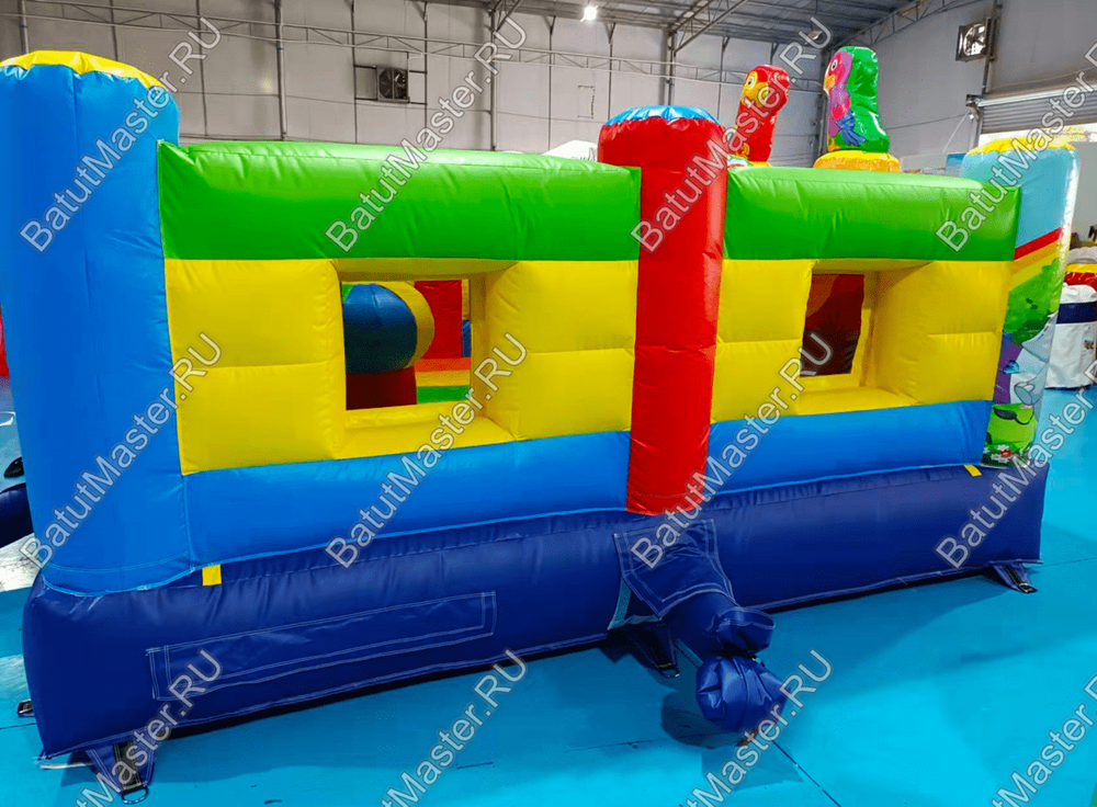 Детский надувной батут "Попугайчики" без горки, размер 4*3,5*2,2 м