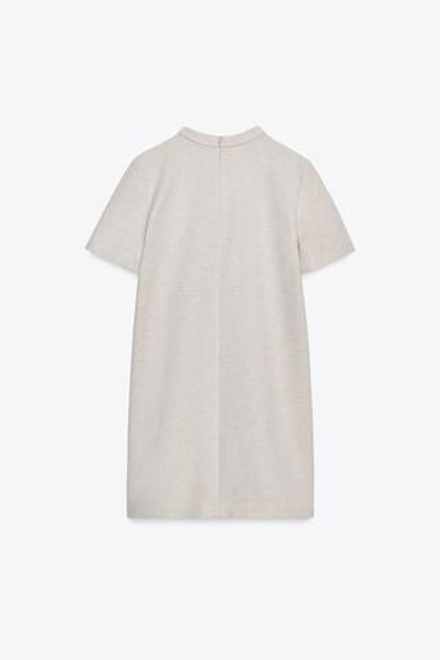 ZARA ПЛАТЬЕ С УКРАШЕНИЯМИ, ПЕСОЧНЫЙ МЕЛАНЖ
