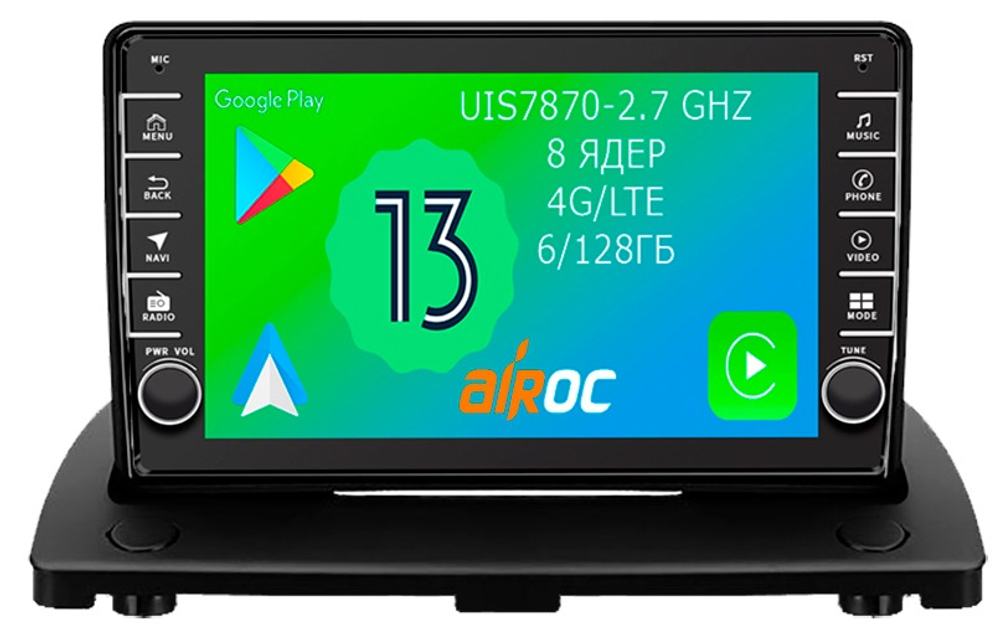 Магнитола для Volvo XC90 2006-2014 - Airoc AB-3804 (кнопки и крутилки), Android 13, TS20, 6/128Гб, SIM-слот, CarPlay