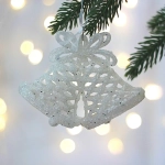 Подвеска «Колокольчики ажурные» 10 см, белый блеск