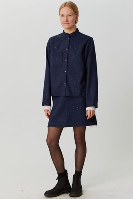 Мини-юбка из синей шерсти с вкраплениями