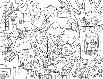 Цифровое панно ID Wall Раскраска "Новый год в лесу"