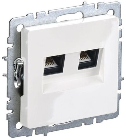 Розетка компьютерная двойн. СП RJ45 кат.5E BRITE РК10-2-БрБ механизм бел. IEK BR-K20-1-K01