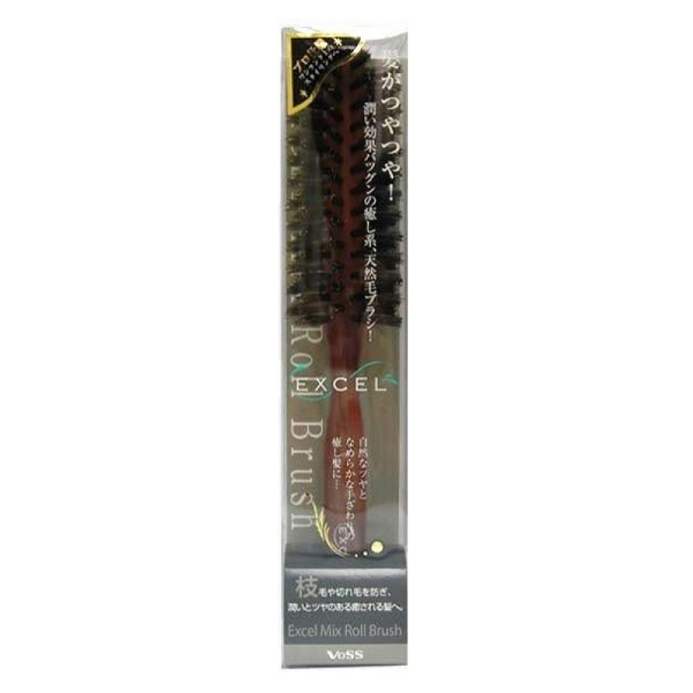 Щетка круглая для укладки волос с натуральной щетиной и нейлоном Vess Excel Mix Roll Brush