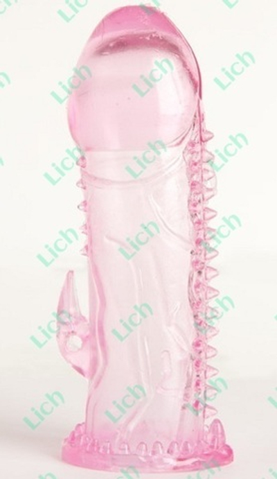Розовая гелевая насадка с шипами и коготком