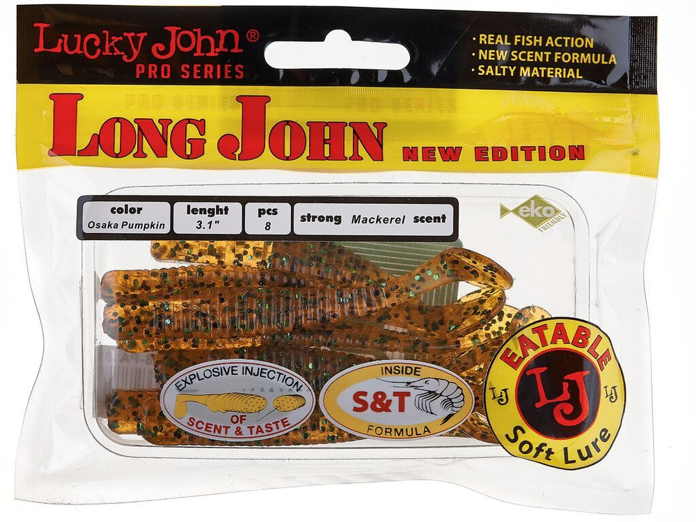 Виброхвосты съедобные LJ Pro Series LONG JOHN 3.1in (07.90)/PA19 8шт.