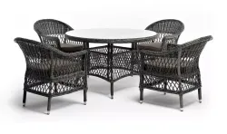 "Дольче" обеденная группа из искусственного ротанга, цвет графит