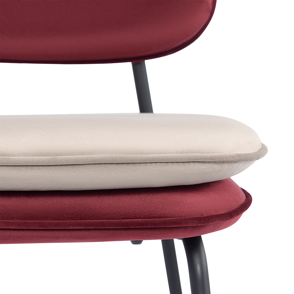 Стул полубарный Pea, велюр, бордовый/бежевый