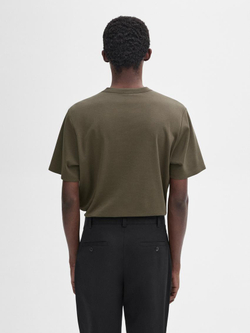 Massimo Dutti Футболка из смесового хлопка, хаки