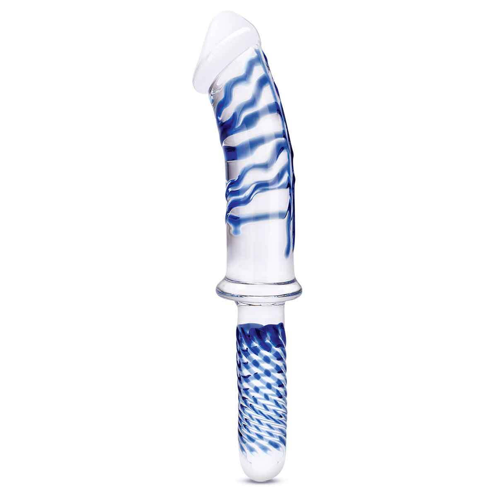 Прозрачно-синий двусторонний стимулятор 11  Realistic Double Ended Dildo - 28 см.
