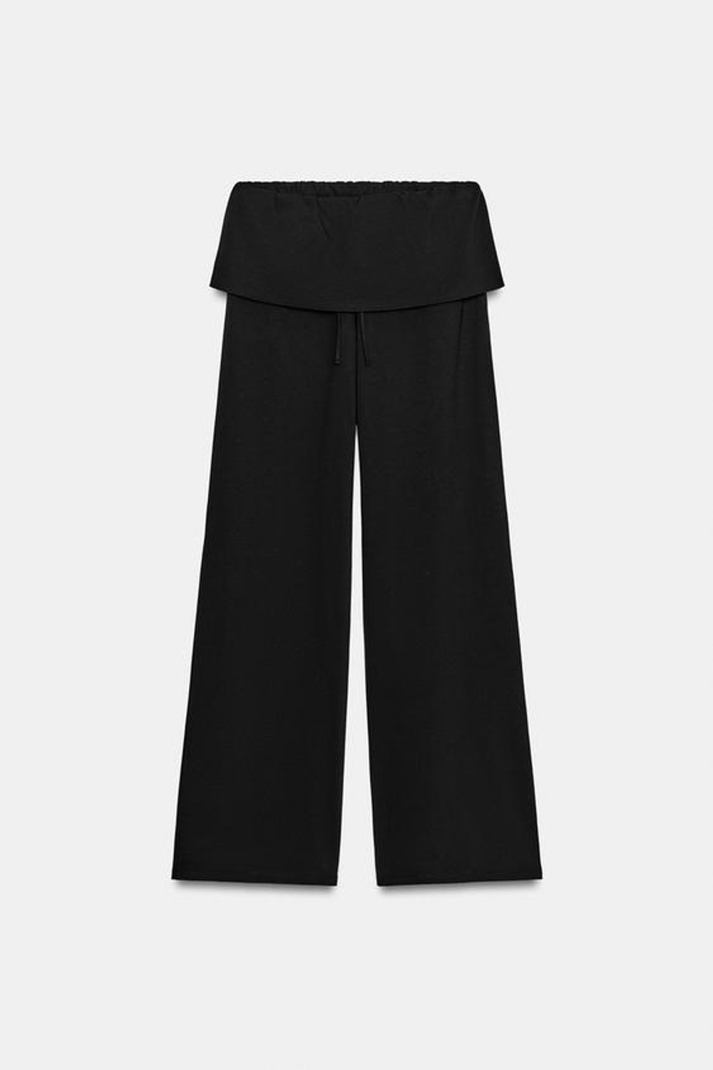 ZARA БРЮКИ ИЗ ПЛОТНОГО ХЛОПКА С ПОЯСОМ-КУШАКОМ, ЧЕРНЫЙ