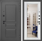 Дверь Входная Металлическая Лабиринт ОРЛЕАН Зеркало фацет Белый софт