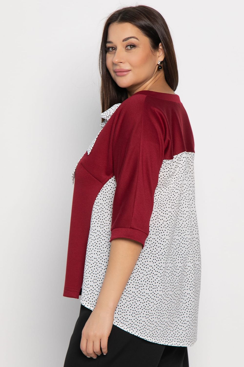 Блуза Федерика (бордово-белая) Б14997-18М LT Collection