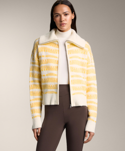 Oysho Вязаный жакет в полоску с жаккардовым узором, желтый