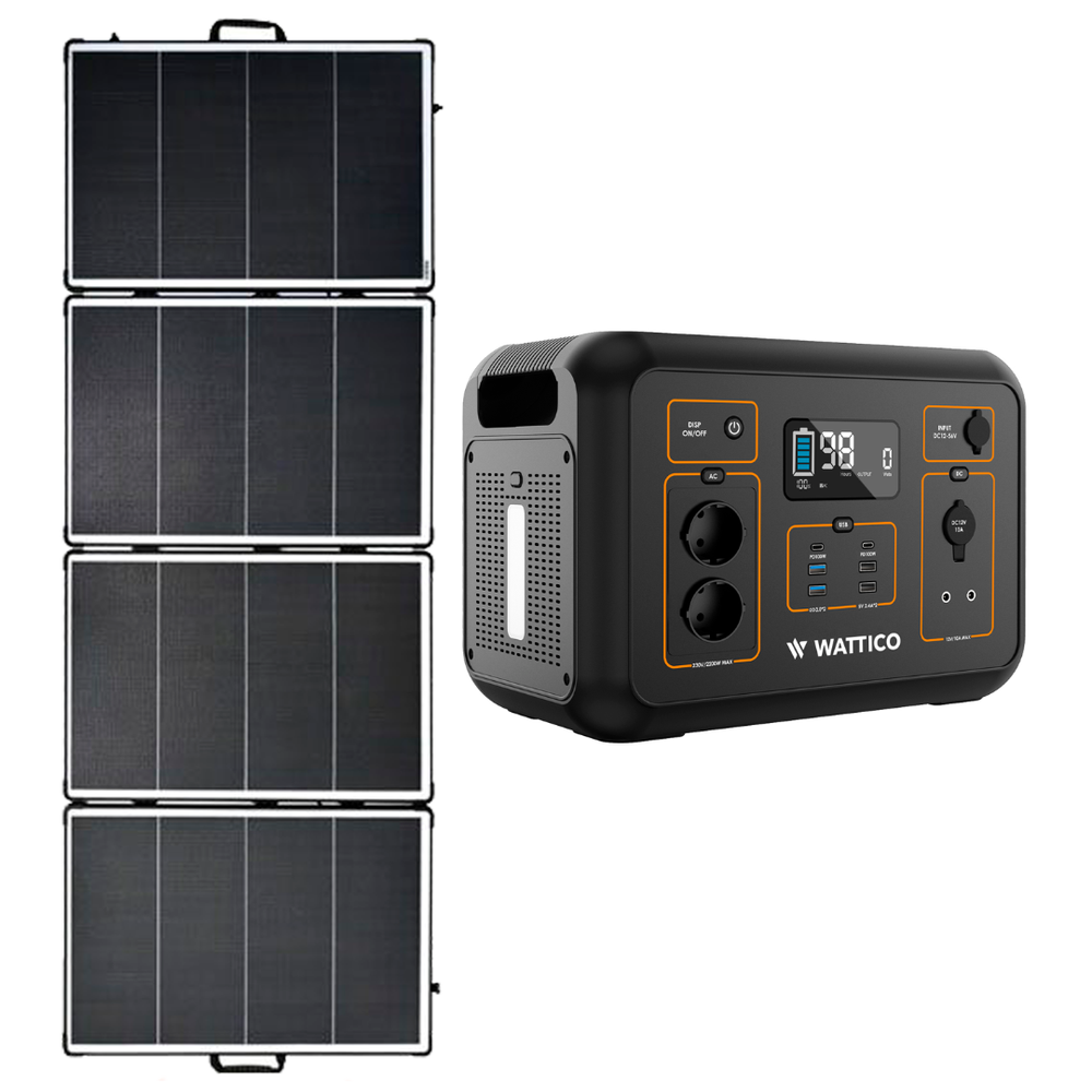 Портативная электростанция Wattico 2200 PRO, с солнечной панелью 400 Вт