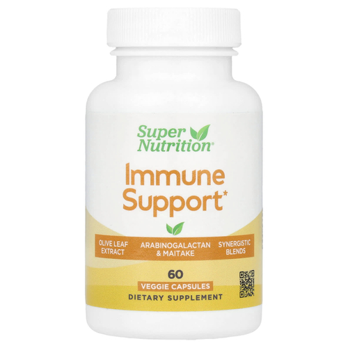 Super Nutrition, добавка для поддержки иммунитета с арабиногалактаном, экстрактами гриба-барана, элеутерококка и зелёного чая, 60 вегетарианских капсул