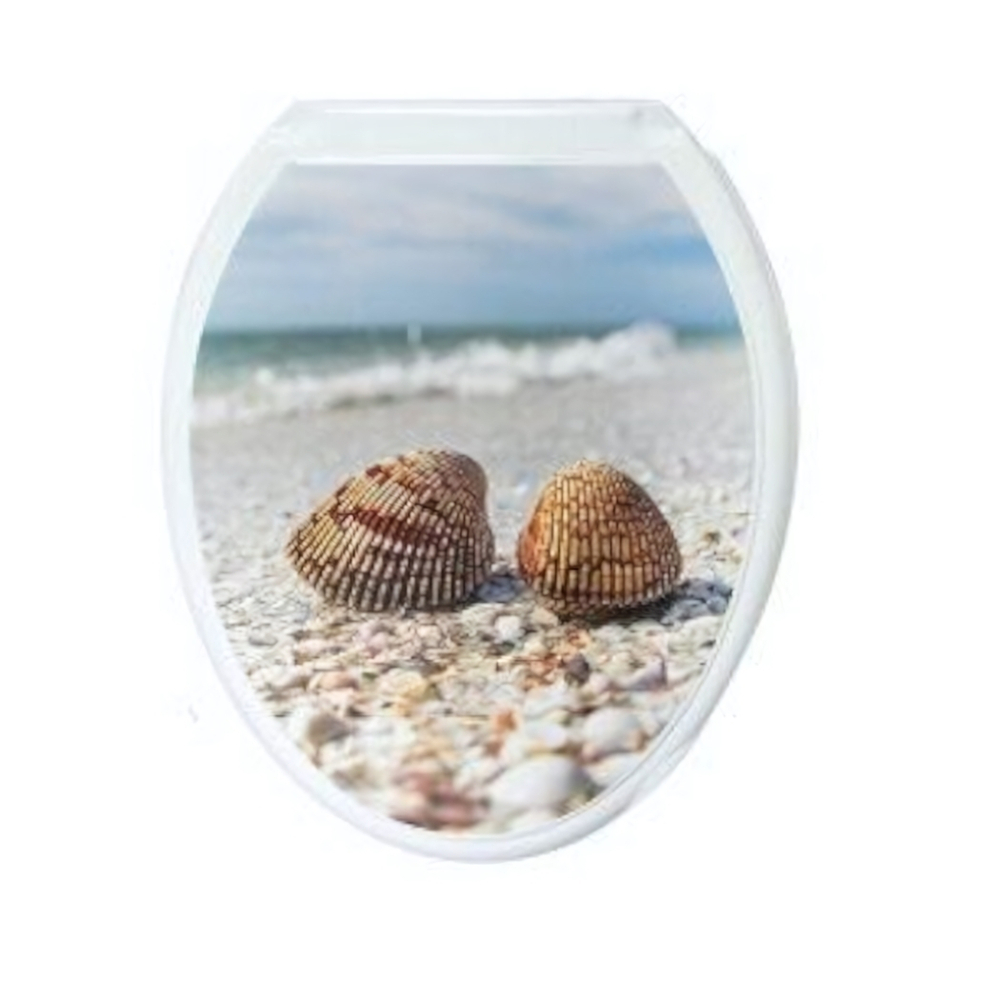 Крышка унитаза "ДЕКОР" фото принт "Морской берег" бел РП-813МБ